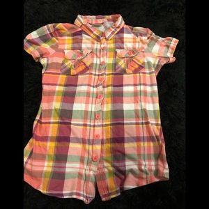 Unionbay girls medium pink plaid shirt button up